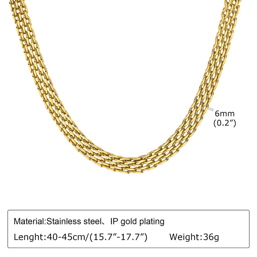 Chunky Gold Plated Link Necklace For Women, Stainless Steel Oval Thick Chain Choker Minimalist Jewelry Trendy Party Jewelry Gift