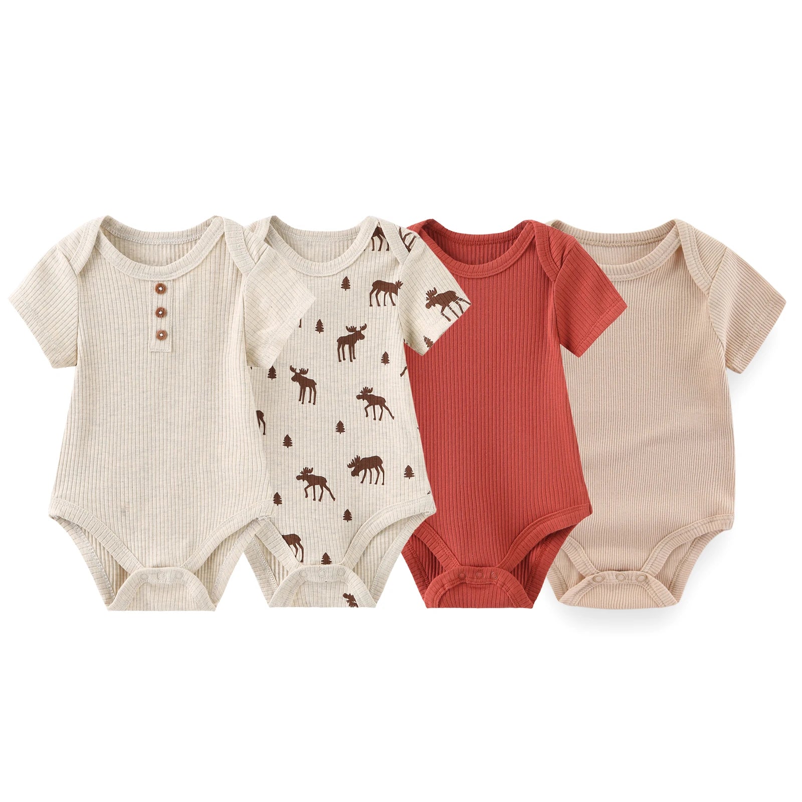 Kiddiezoom 3/4 Pcs/Lot Four Seasons Unisex Cartoon Newborn Boy Girl Bodysuits Soft Cute Infant Onesies Clothes Baby Shower Gift