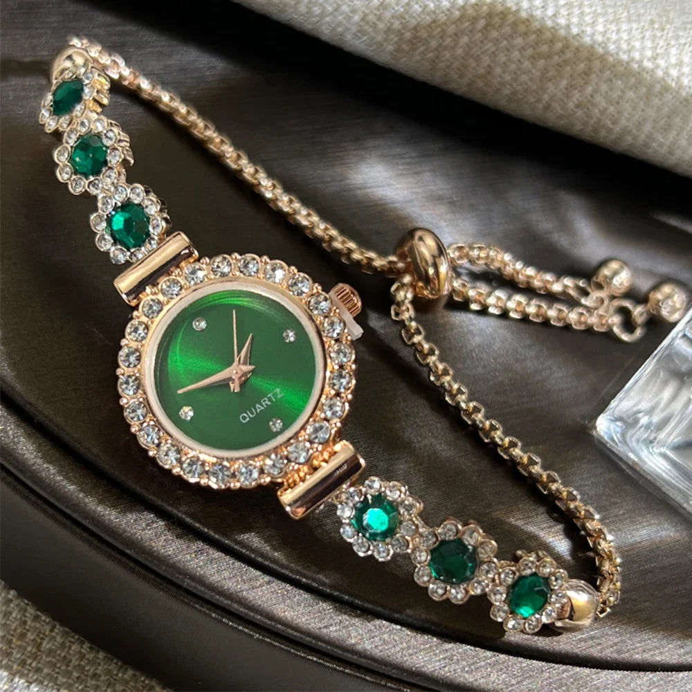 Fashion Rhinestone Women Watches Diamond Flowers Bracelet Ladies Quartz Wristwatch
