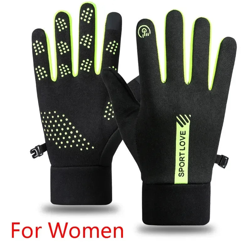 Winter Gloves Men Women Cycling Bike Non-slip Thermal Fleece Cold-Resistant Wind Waterproof Warm Outdoor Running Skiing Mittens