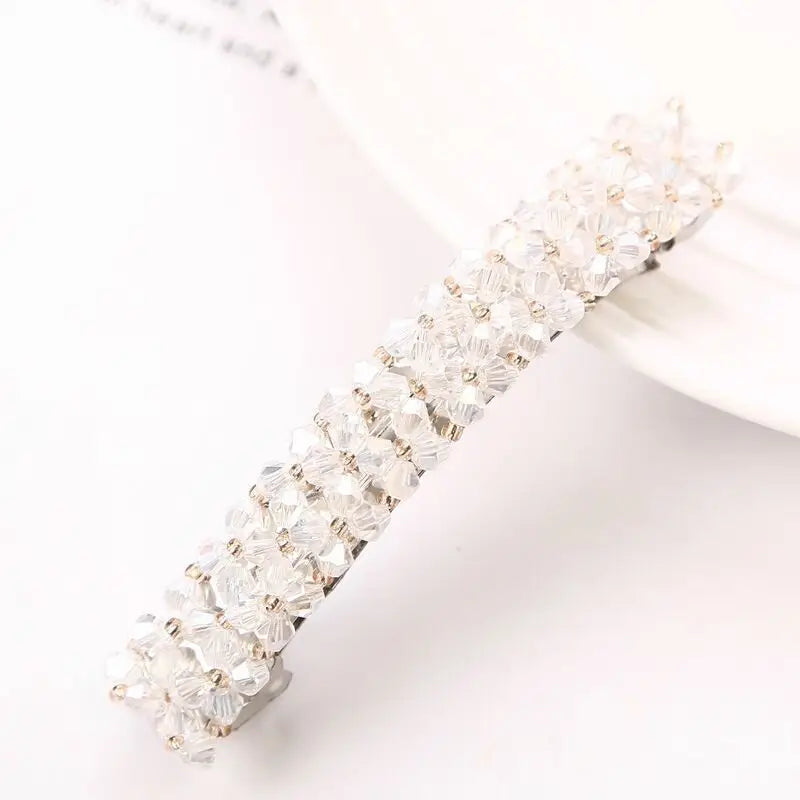 Super Beautiful~ Accessories Flash Diamond Headpiece Hair Clip Four Rows of Crystal Fish Line Braided Edge Clip Exquisite One-Wo