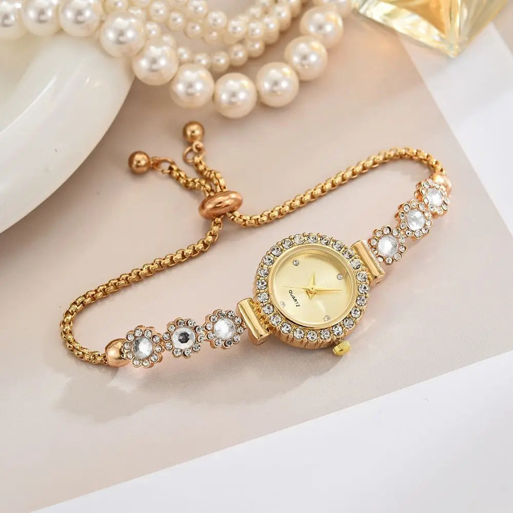 Fashion Rhinestone Women Watches Diamond Flowers Bracelet Ladies Quartz Wristwatch