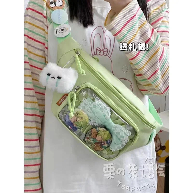 Kawaii Japanese Y2K Chest Bag Women Lolita Cute Crossbody Bag Girls Transparent Itabag Purses and Handbags Waist Ita Bag
