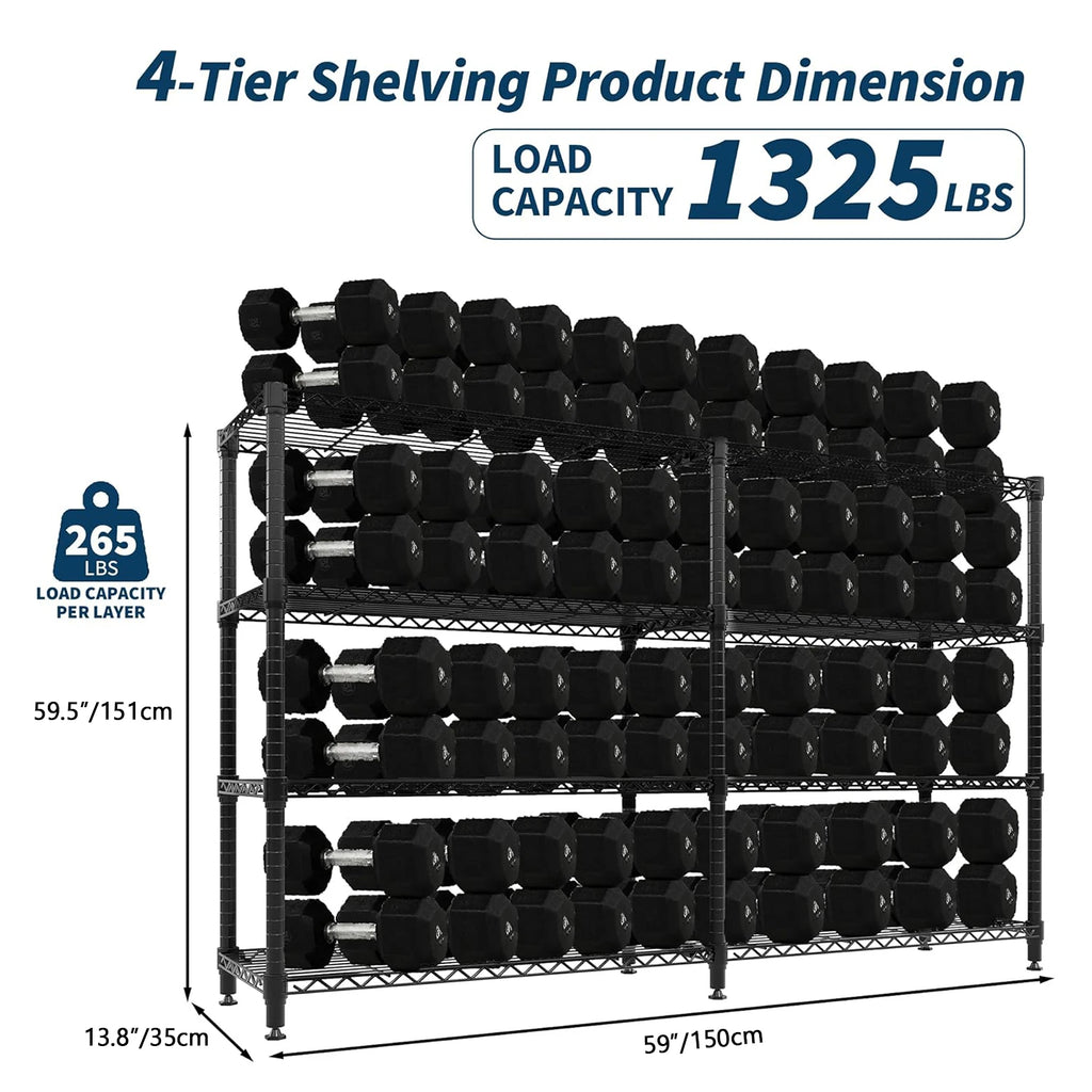 Heavy Duty Storage Shelves 4/5 Tiers Metal Shelving Unit Adjustable Organization Pantry Shelves for Kitchen Garage Commercial