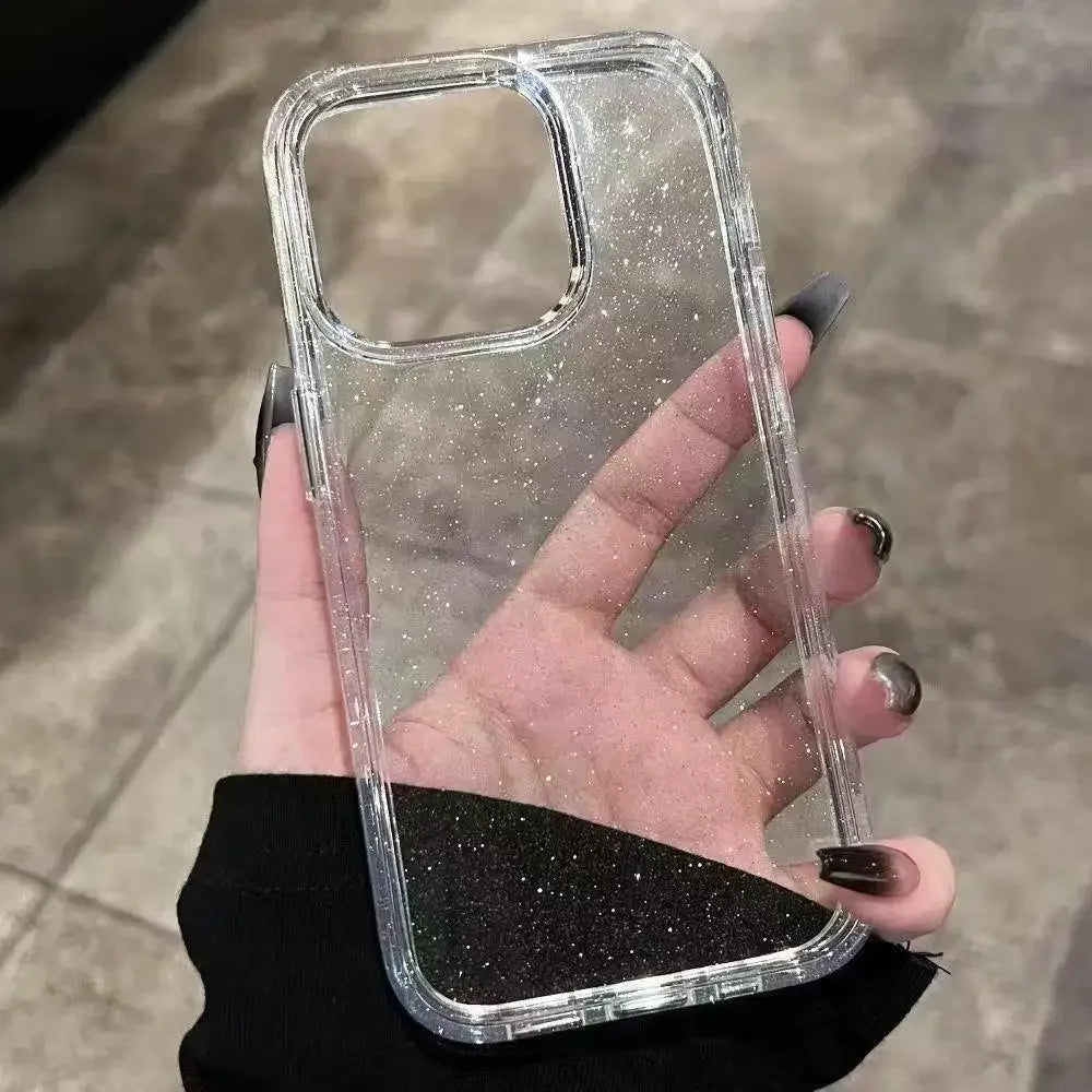 Luxury Transparent Glittering Starry Sky Pattern Phone Case For iPhone 18 17 16 Pro Max 15 14 13 12 11 XR XS 7 8 Plus Air Cover