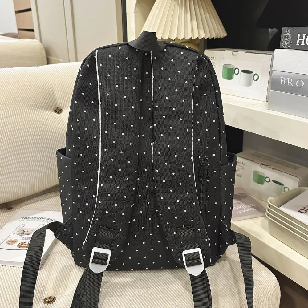 New Large Capacity Polka Dot Backpack Lightweight Multifunctional Piano Key Backpack Black Piano Mochilas for Women