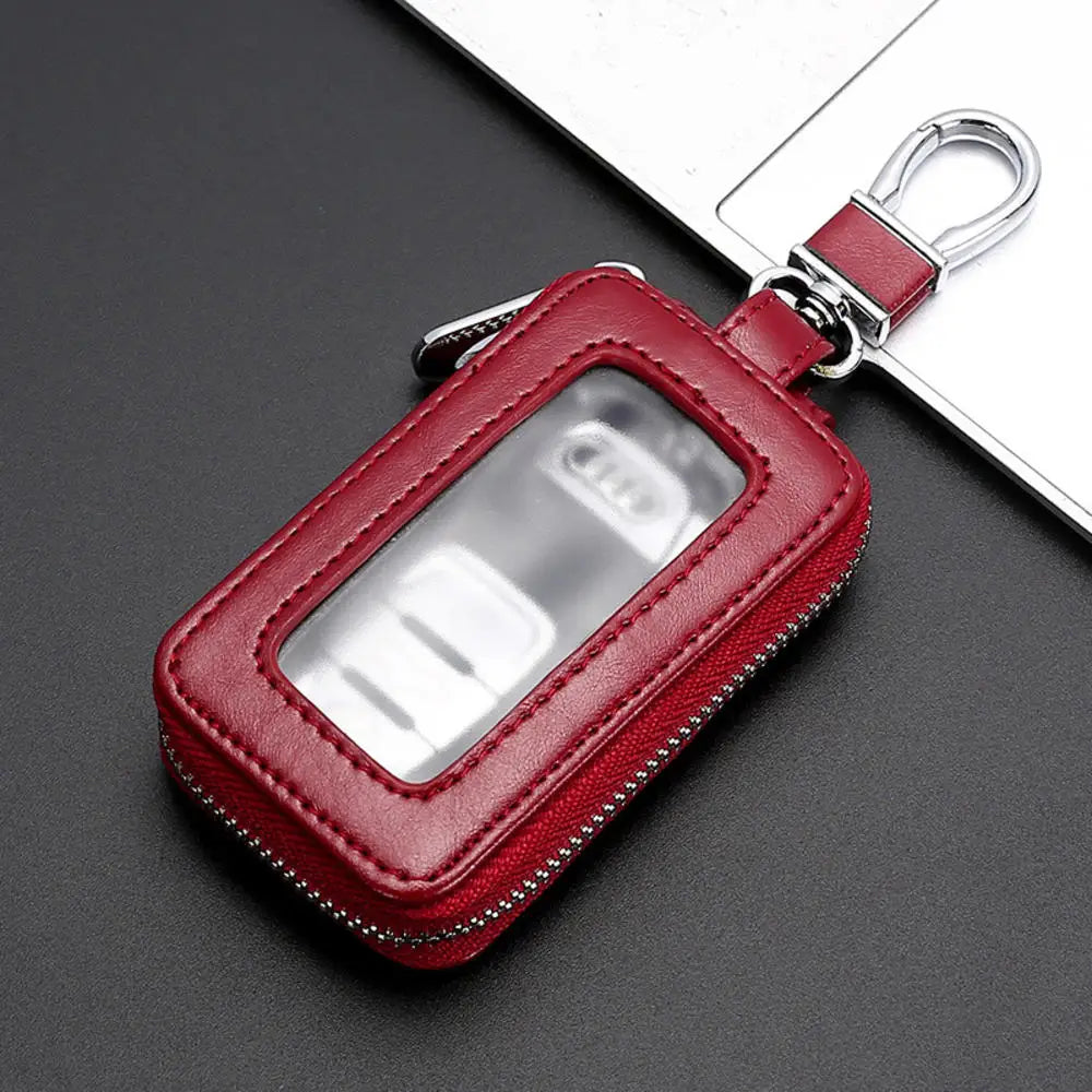 Portable Keychain Wallet for Men Women Large-Capacity Double Zipper Key Pouch Bag Suede Leather Key Case Unisex Coin Purse