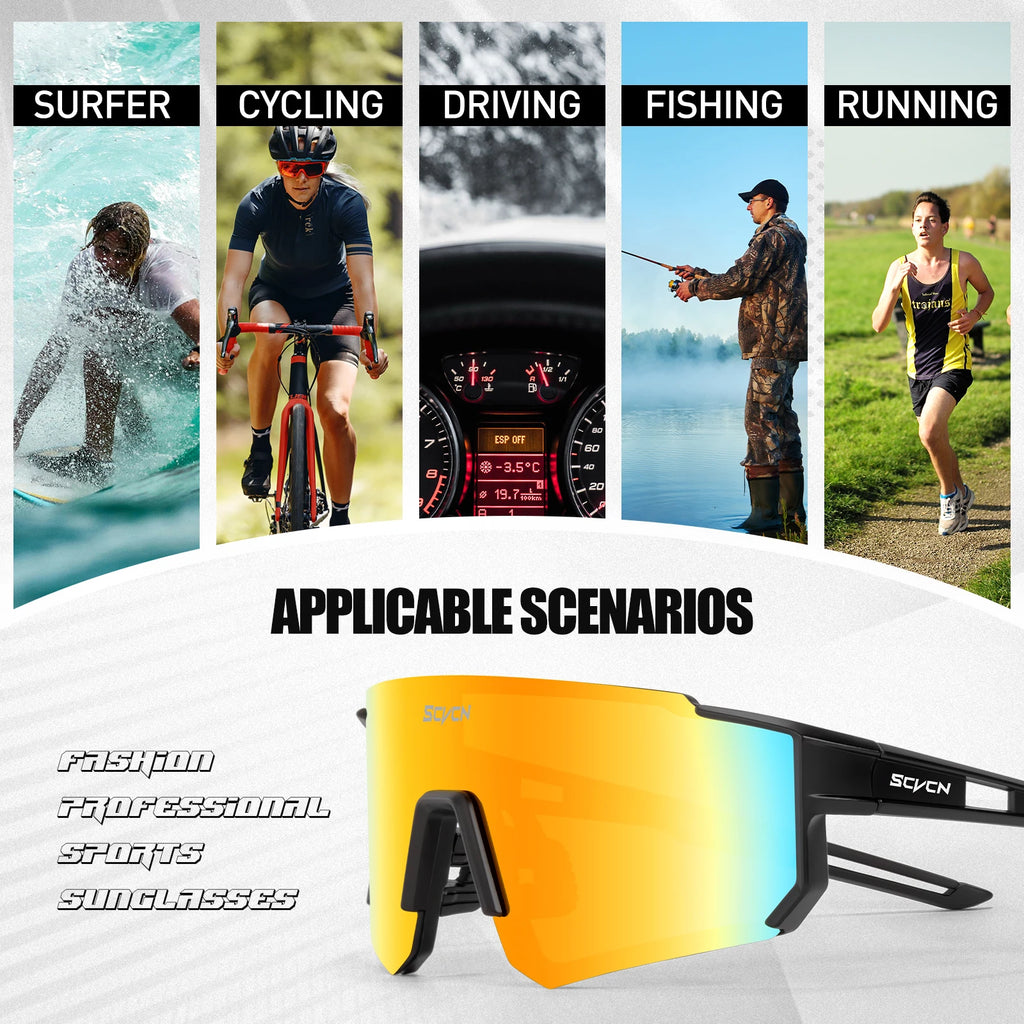 SCVCN Fashion Street Sunglasses for Men Sport Y2K Cycling Glasses MTB Bike Bicycle Camping Golf UV400 Glasses Women Baseball