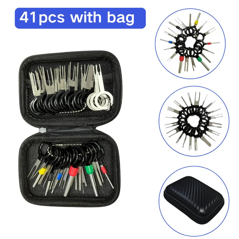 41pcs Universal Car Terminal Removal Repair Tool Wire Plug Connector Extractor Puller for Car Terminals Disassembly Hand Tools