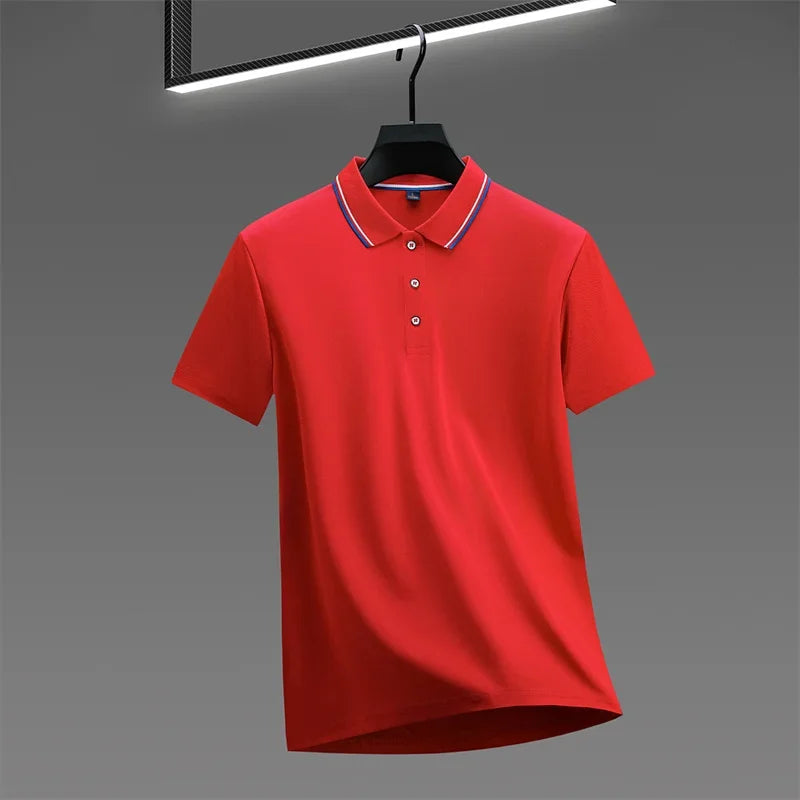 2026 New Men's Casual Solid Color Short Sleeved Polo Shirt Summer Fashionable and Comfortable Versatile Top