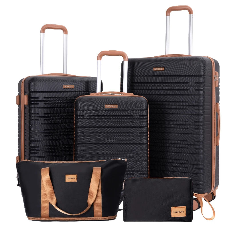 Travelhouse Luggage Set 4-Piece ABS Suitcase With Spinner Wheels, 24 Inch and 28 Inch with TSA Lock, 16, 20 Inch Carry On Luggage