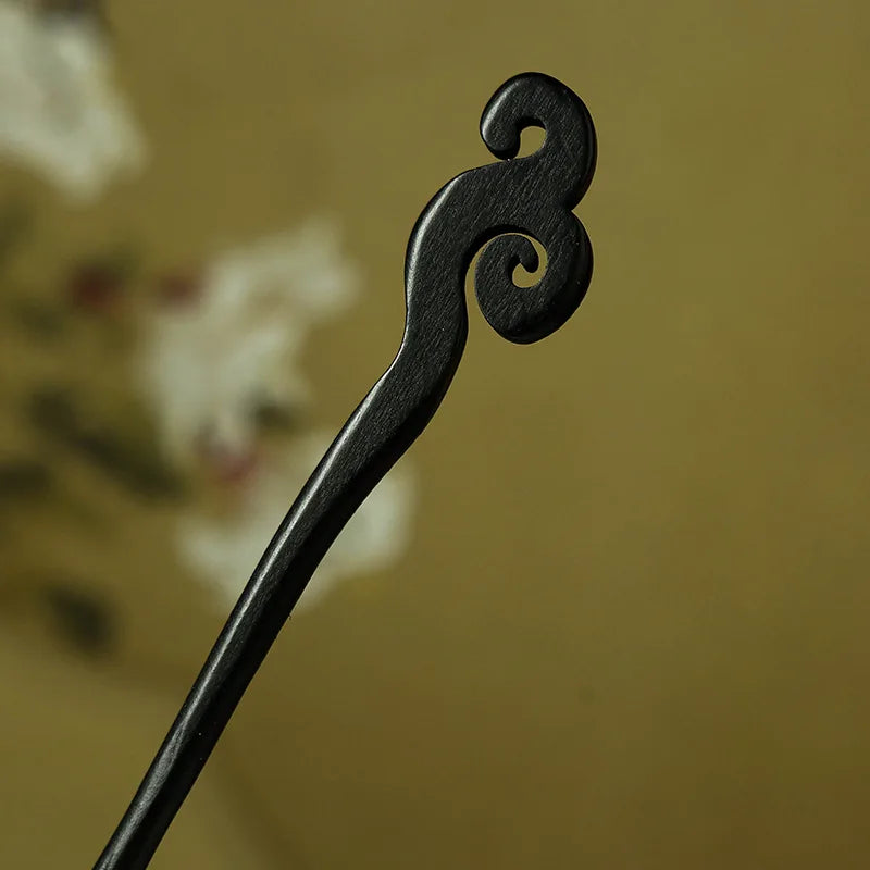 Antique Style Imitation Ebony Hairpin Plain Hairpin Simple Style Retro Hanfu Qipao Accessories for Women