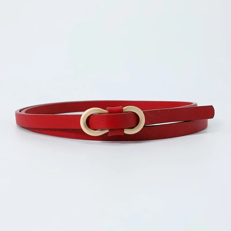 Metal Buckle PU Leather Knotted Belt Long Thin Adjustable Waist Belts Women Female Dress Coat Suit Decoration Straps