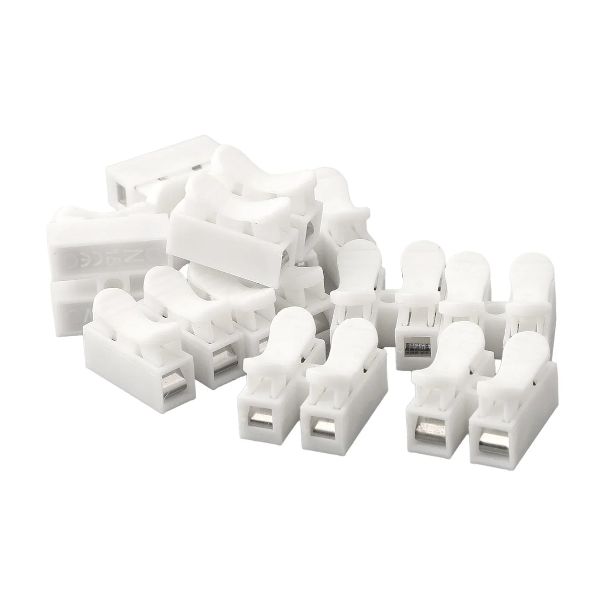 10 Pack CH2 Spring Terminal Block Connectors For LED Strips Fast Wire Connection No Screws Required 2-Pin DIN Type