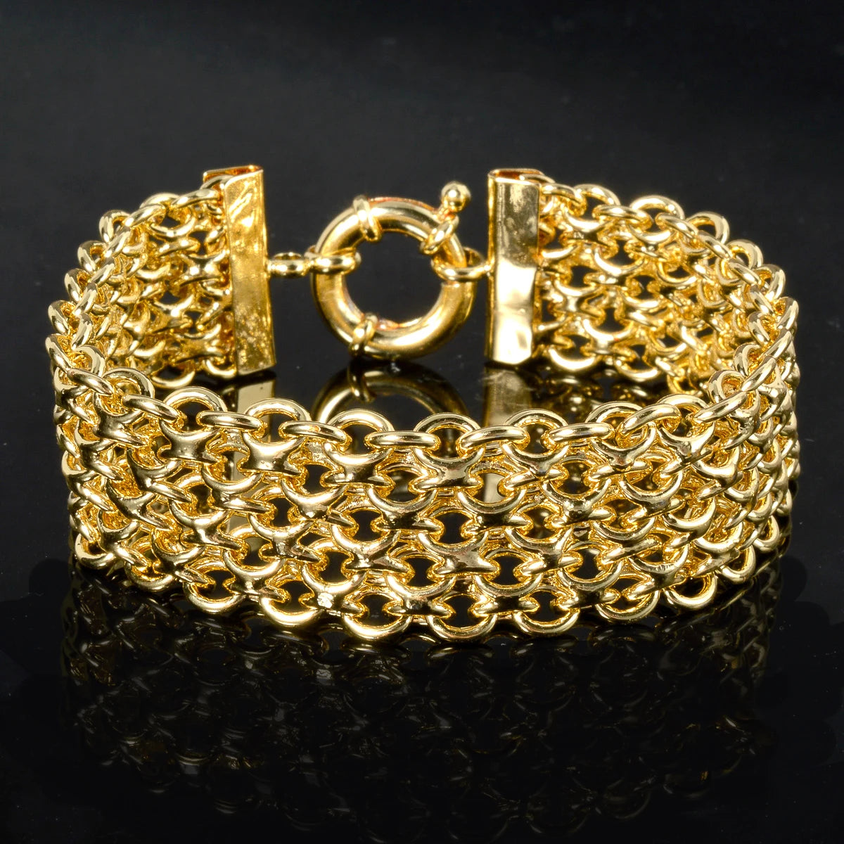 New 18MM Wide Copper Chain Bracelet Unisex 18K Gold Plated Wristband Miami Sidewalk Bracelet Punk Hip Hop Jewelry Party Gift