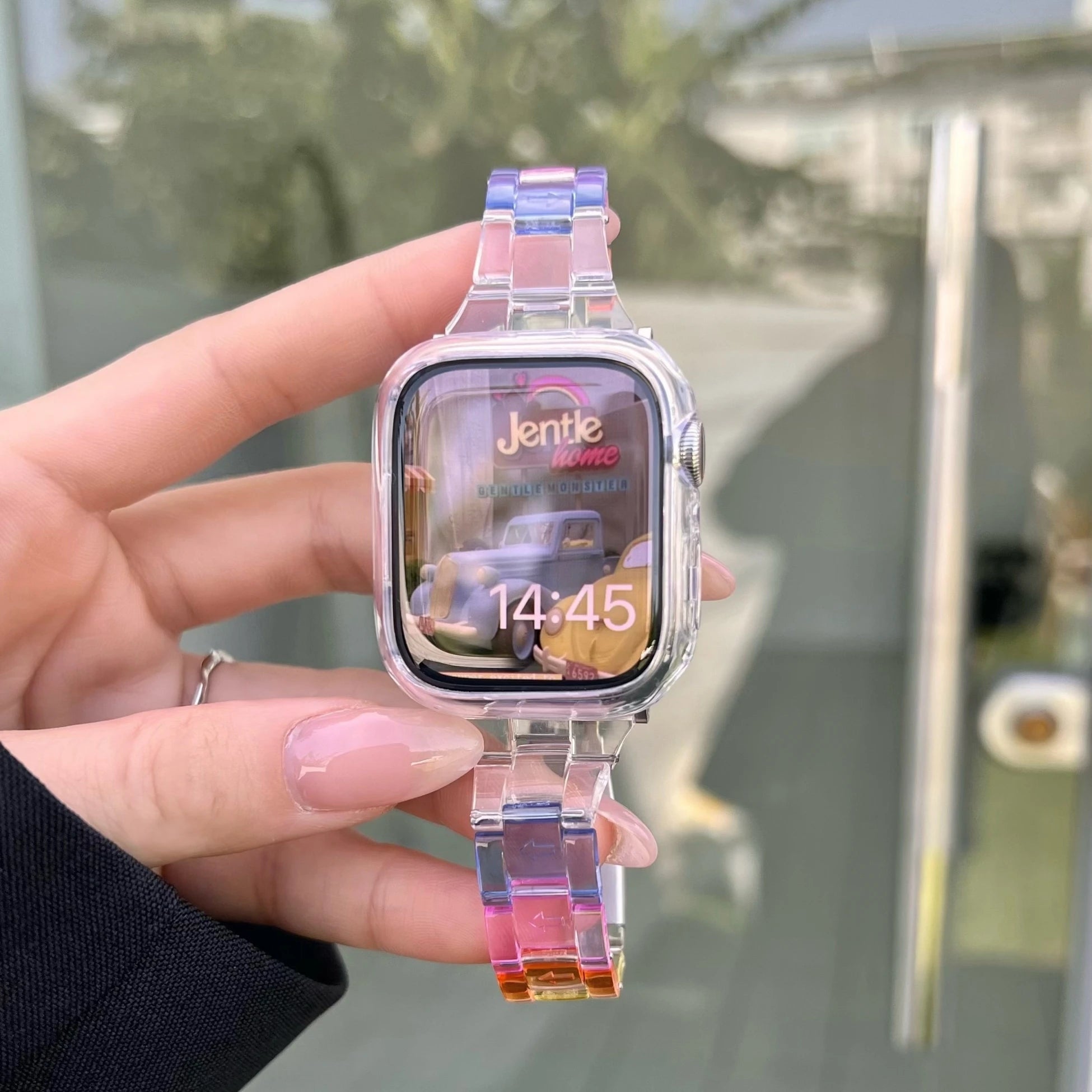 Slim Transparent Strap for Apple Watch Band 9 8 7 6 5 43 SE Ultra 49MM 45mm 42MM 38MM 44MM 40MM rainbow color Bracelet on iWatch
