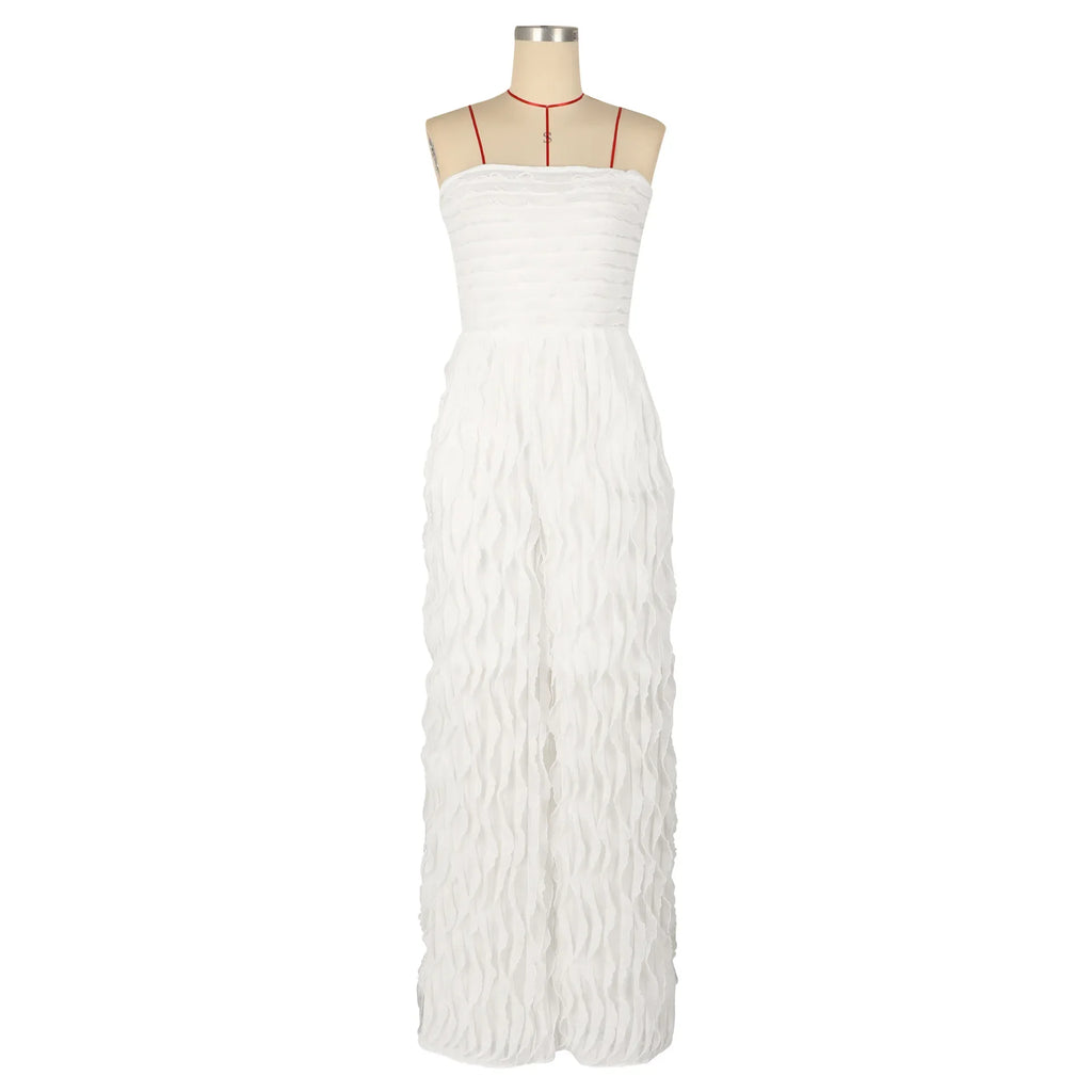 Strapless Sleeveless Wide Leg Jumpsuit Elegance Highlights the Collarbone Strapless Design Long Rompers High Waisted Jumpsuits