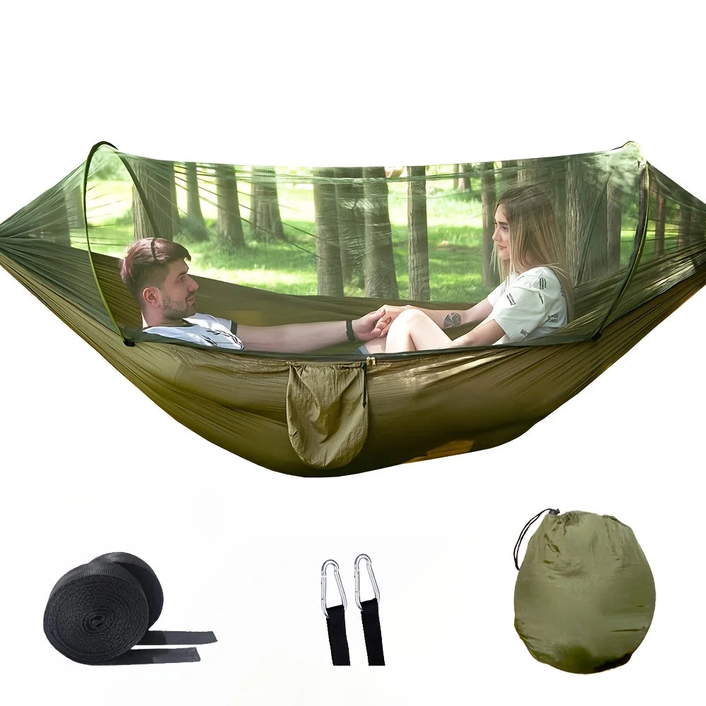 2-In-1 Camping Hammock With Mosquito Net 1.6lbs Ultralight Parachute Nylon Hanging Bed For Outdoor Survival Travel Backyard