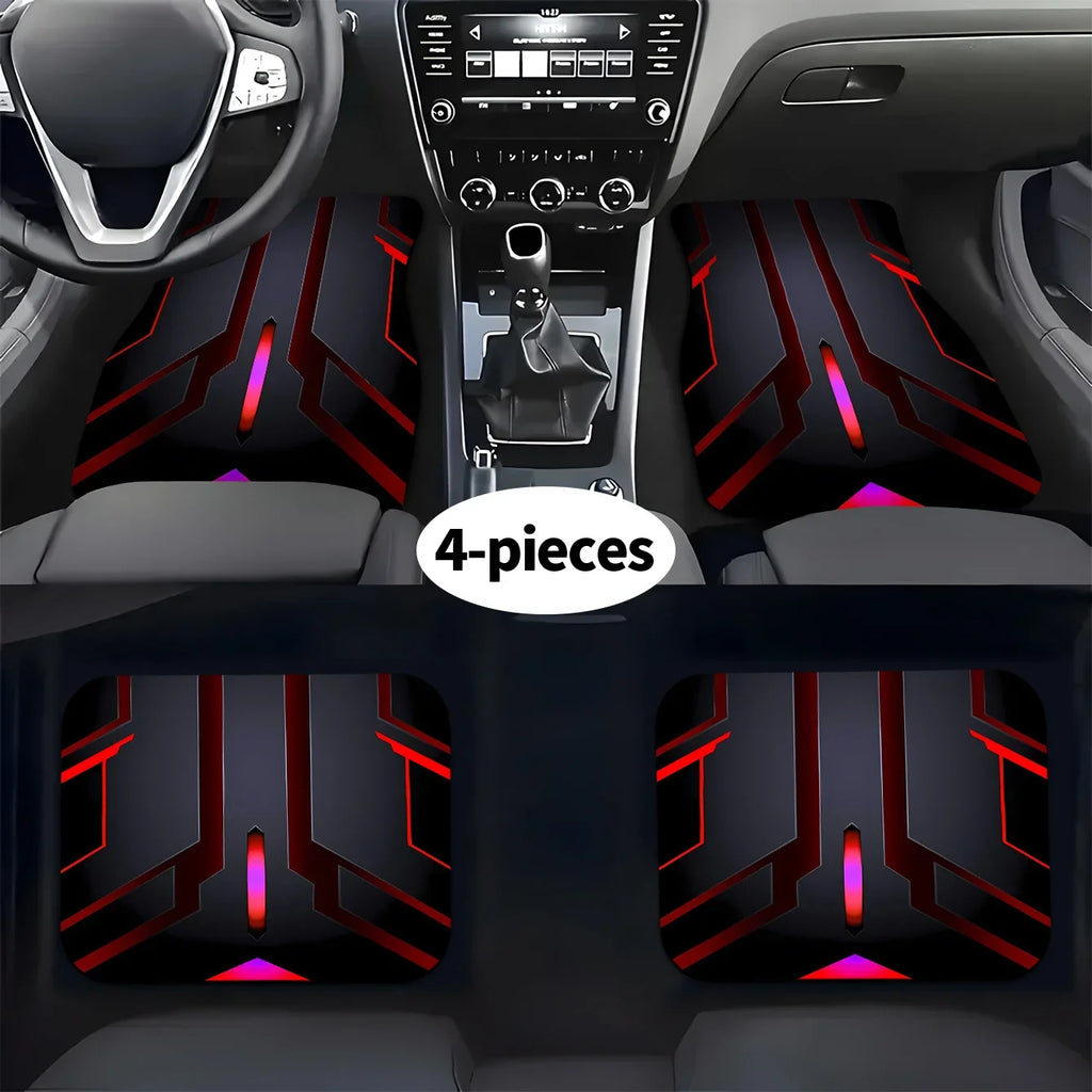 1pc Premium Luminous Geometric Print Car Floor Mats, Front and Rear Carpets, Interior Car Accessory Mats