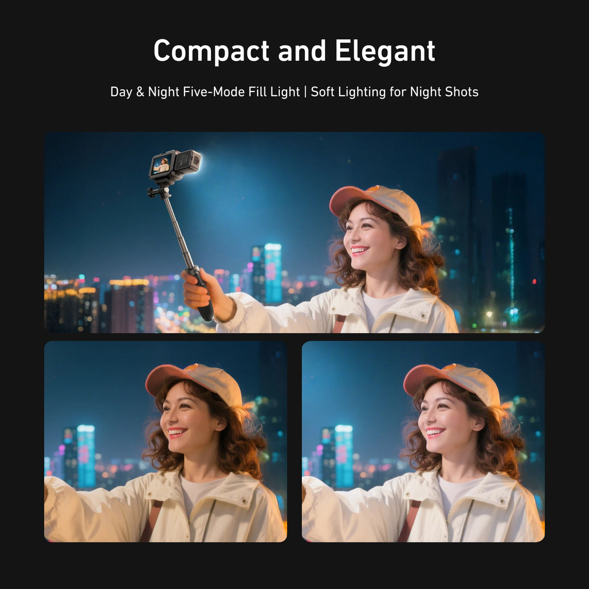 TELESIN Quick Release Fill Light Mini Waterproof Selfie Light For DJI OSMO Action 2 3 4 5pro Mini Selfie Light For Action Camera