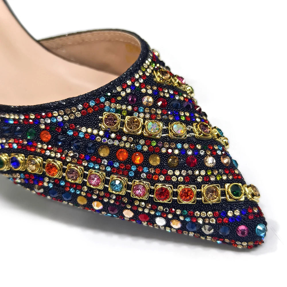 Venus Chan2025 Elegant Multicolor Color Women's  Heels and Rhinestone Handbag Set - Italian Design for Weddings and Parties