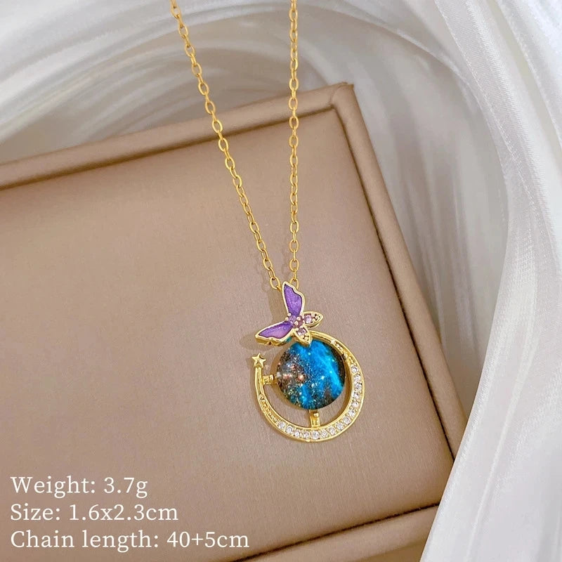 Fashionable Luxury Micro-Set Zircon Copper Pendant Necklace for Women Stylish Personality Versatile Stainless Steel Choker Jewel