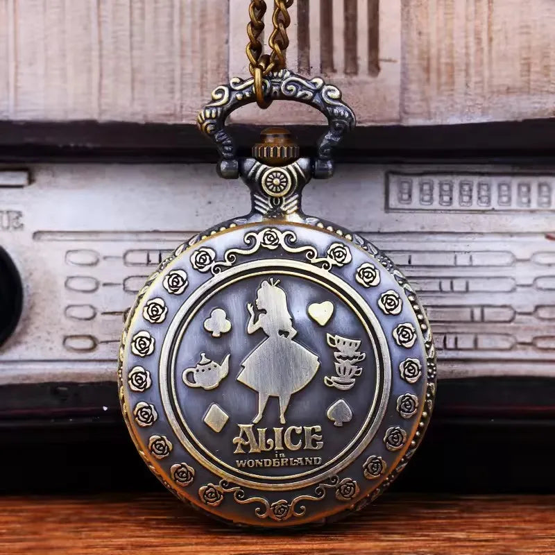 Cute Girl Forest Series Pattern Trendy Gift Holiday Quartz Pendant Necklace Pocket Watch