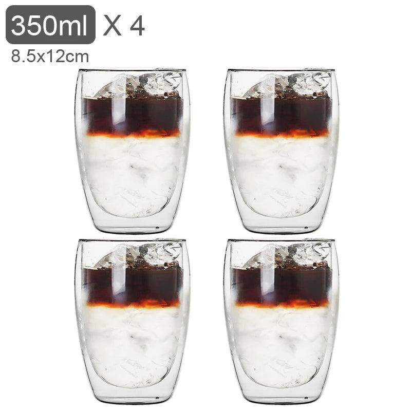 Double Wall Glass Cup Heat Insulation Transparent Handmade Tea Drink Cups MINI Whisky glasses Espresso Coffee Mug set 250-450ml