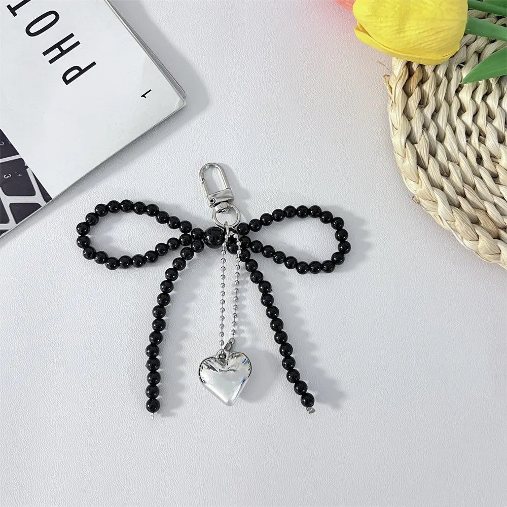 Beauty Pearl Bow Strap Love Pendant Sweet And Versatile Keychain Backpack Pendant For Women