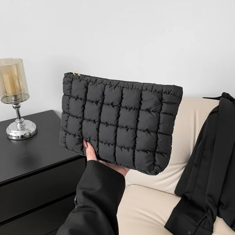 Wholesale Women Cosmetic Quilted Bag Square Makeup Storage Clutch Bags Simple Girl Lipstick Toiletry Organizer Small Handbag