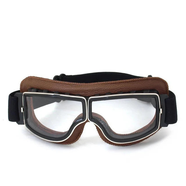 Bicycle Motorcycle Glasses Windproof Motorcycle Helmet Glasses Sunglasses Retro Universal Leather Retro Motorcycle Accessories