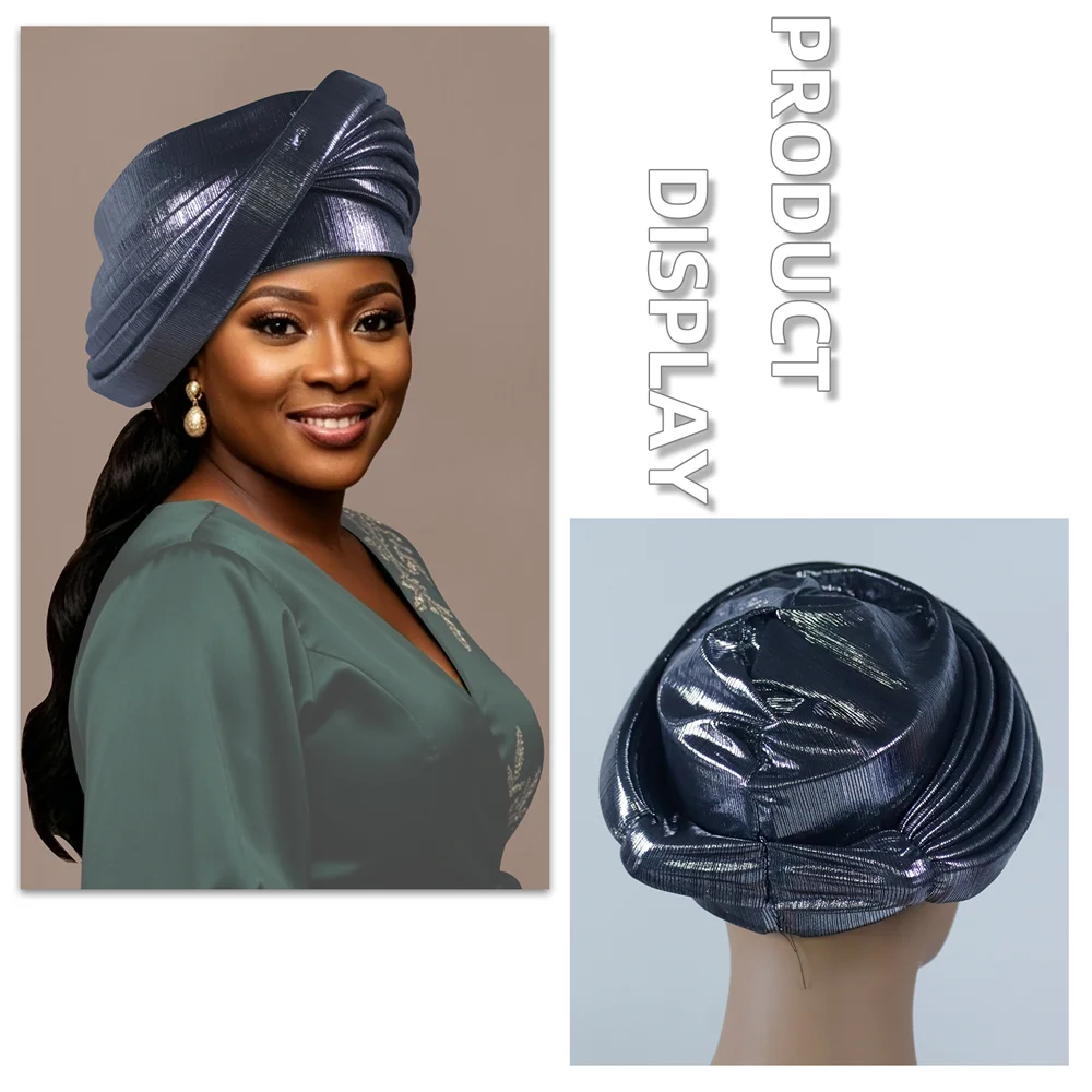 New Design Multi-layer Afrcian Headtie Turban Cap Lady Head Wraps Nigerian Auto Gele Wedding Geles Party Headpiece