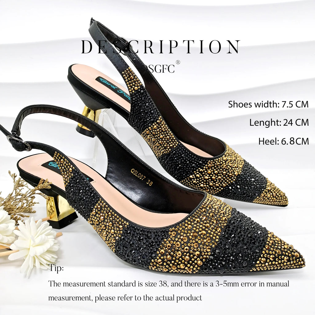 QSGFC Exquisite Fashion Women Shoes Sparkling Diamonds Pointed-toe Design Elegant Party Ladies High Heels