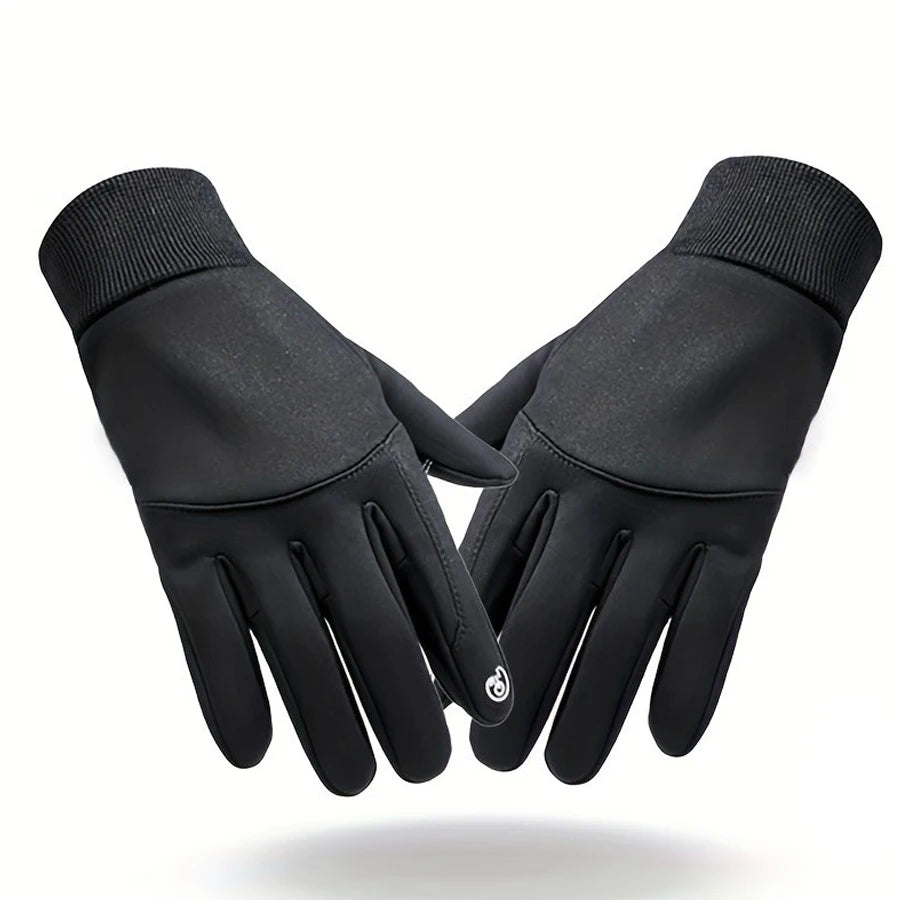 1Pair Outdoor Autumn And Winter Plus Velvet Warm Gloves For Men And Women, Touch Screen Non-slip Bicycle Riding Gloves