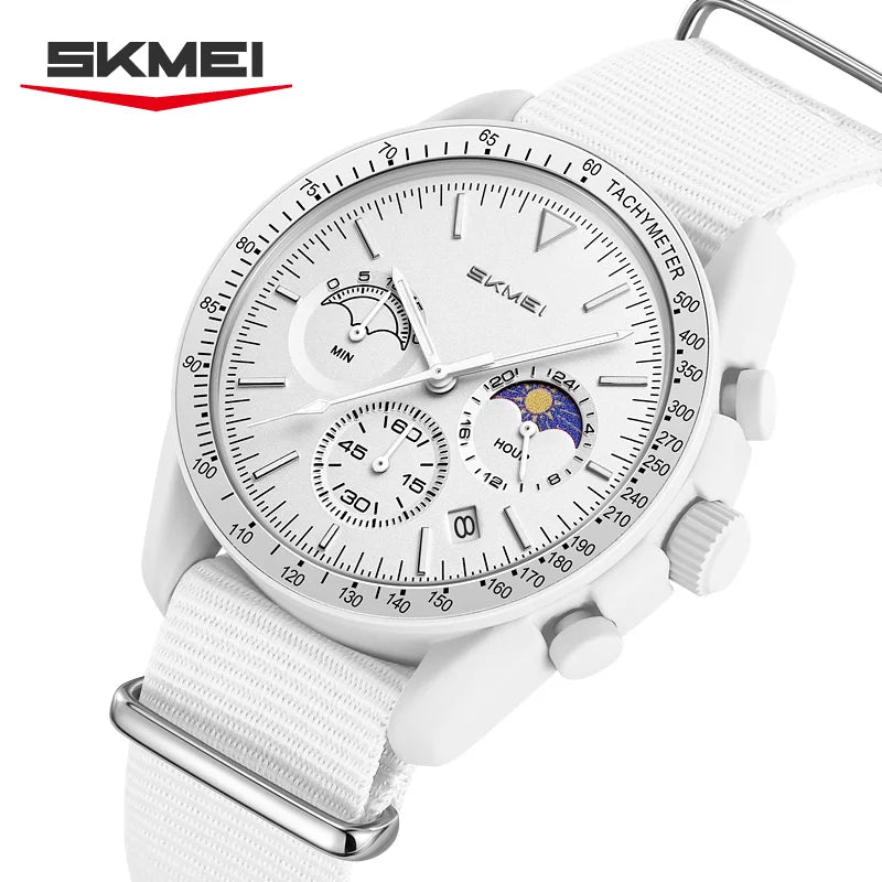 SKMEI 9392 Quartz Chronograph Watches Men Women Date 30M Waterproof Sport Wristwatch Fashion Nylon Strap Watch Gifts Reloj Mujer