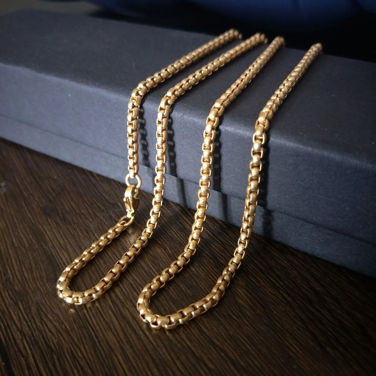 I-souled Gold Color 50 60 70 80cm Solid Titanium Rolo Box Chain Necklaces for Men Fashion Jewlery