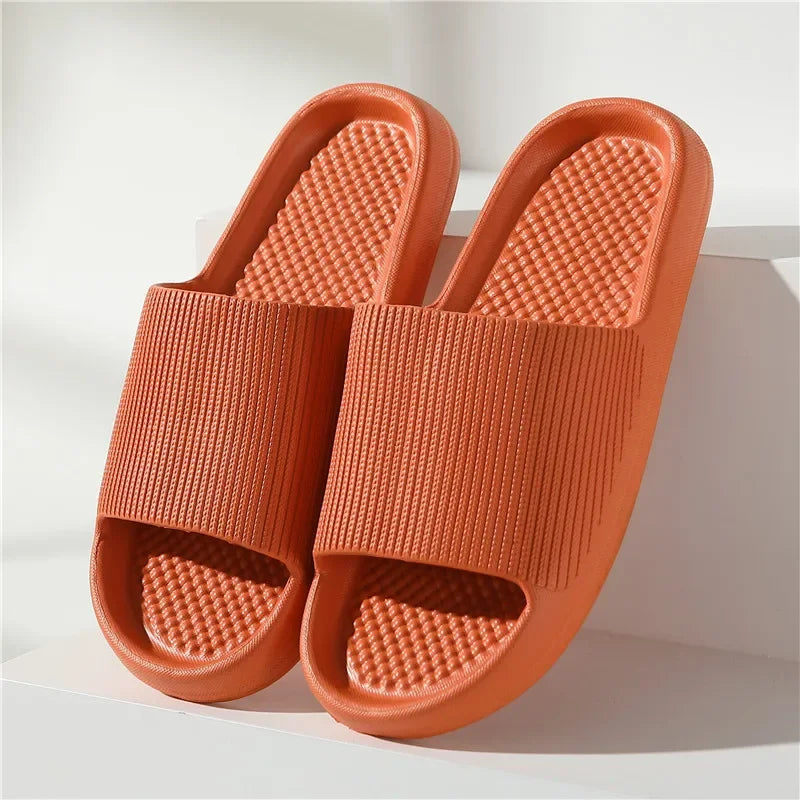 2024 Summer Slippers Flip Flops Women Indoor Home Mute Shoes EVA Soft-soled Shoes Cloud Slides Couple Non-slip Casual Sandals