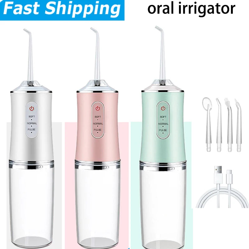Oral Irrigator USB Fast Charging Type Oral Irrigator 3 Modes 4 Jet Tips Teeth cleaning machine PortableMouth Washing Machine