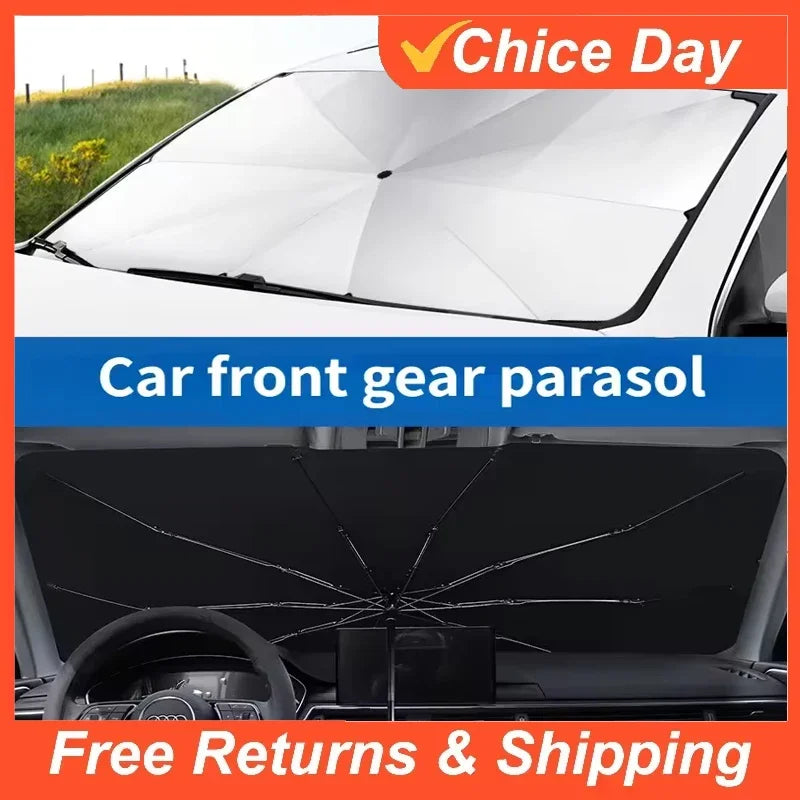 Car Sunshade Umbrella Front Windshield Silver Glue Sunshade Umbrella Uv Resistant Folding Umbrella Sunscreen Accessories Amagi