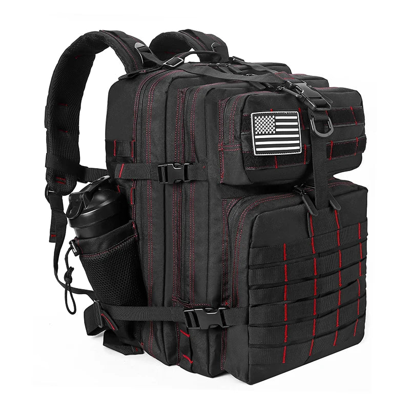 LHI 45L Tactical Backpack for Men and Women Large Athlete Gym Bag Outdoor Sports Hiking Survival Rucksack with Bottle Holder