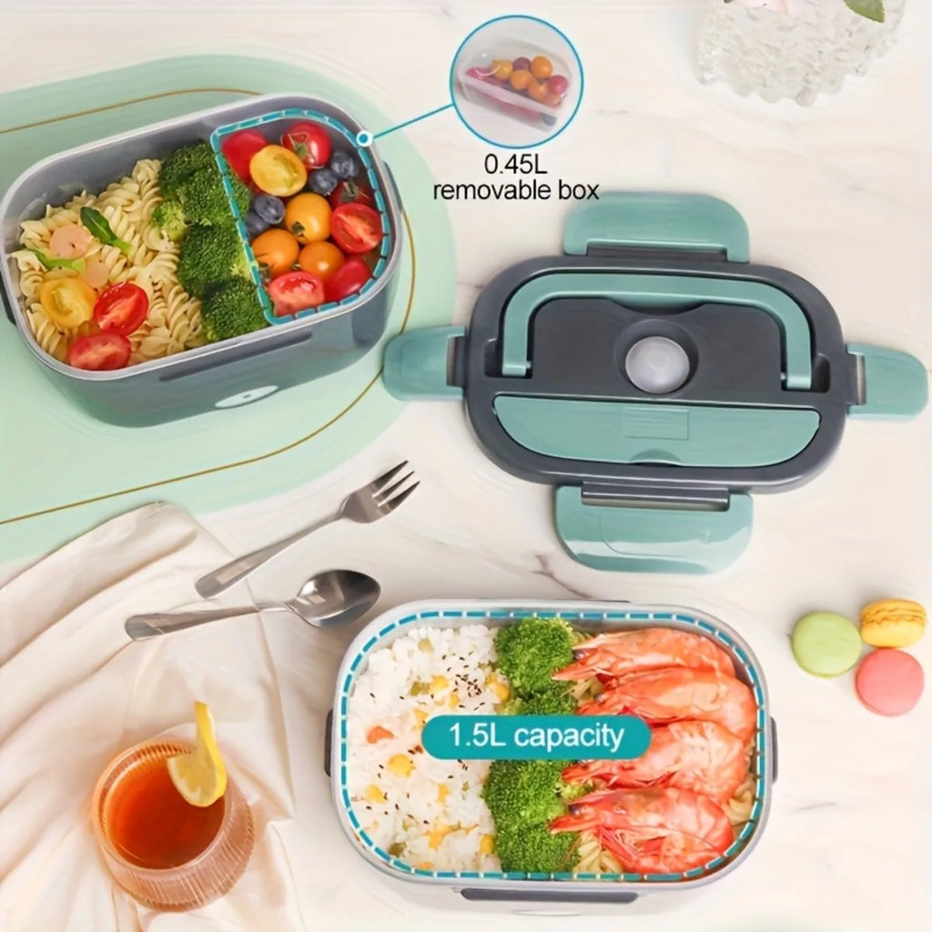 New US Standard Electric Lunch Box Double Compartment Portable Food Heater 110V-240V 12V 24V for Home Car Camping