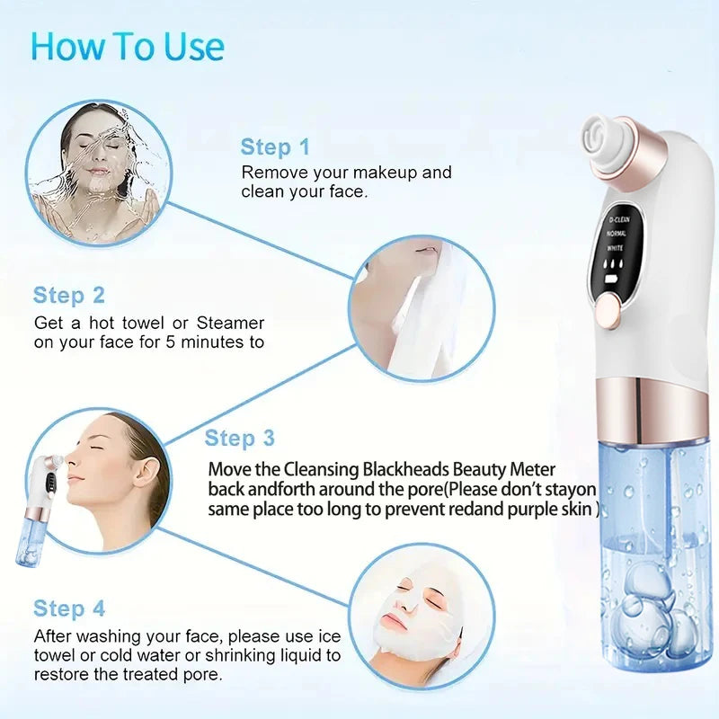 USB Charging Blackhead Cleaning and Beauty Device, Portable Facial Pore Cleaner, Gentle and Safe Cleaning