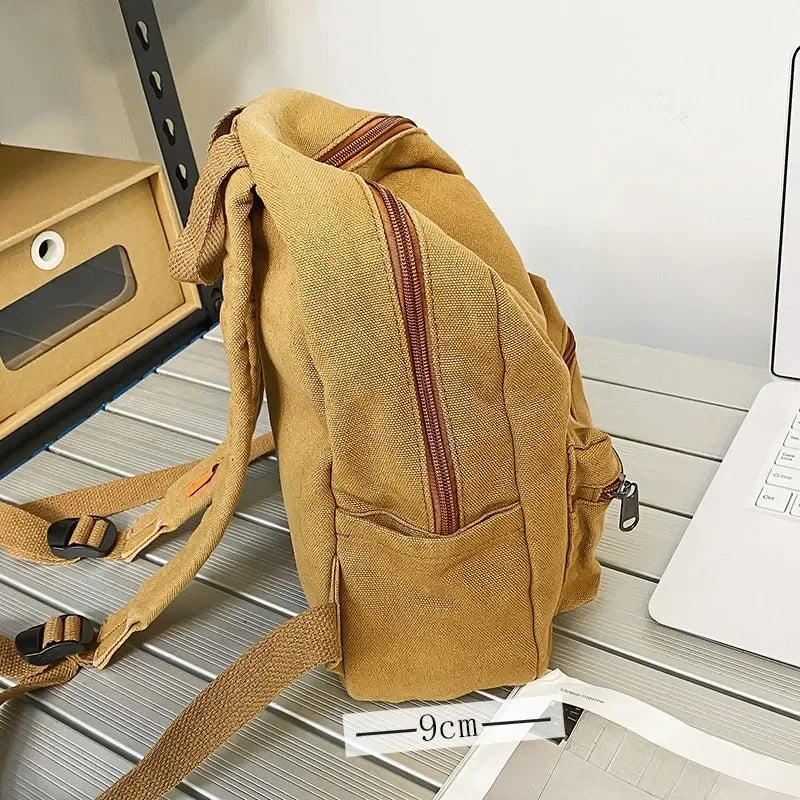 Small Canvas Vintage Backpack 2022 New Simple Unisex Women Men Bags for Teenage Girls Young Solid Color Ladies Mini  Rucksack