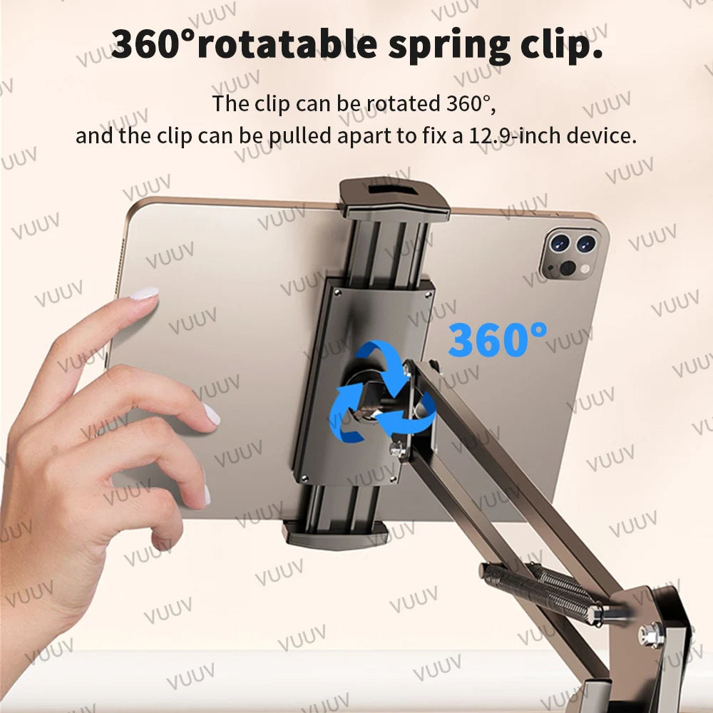 Adjustable Bed Tablet Stand for 4-12.9 Inches Mobile Phones Tablets Aluminum Arm Bed Desk Tablet Mount Support for iPad Mini