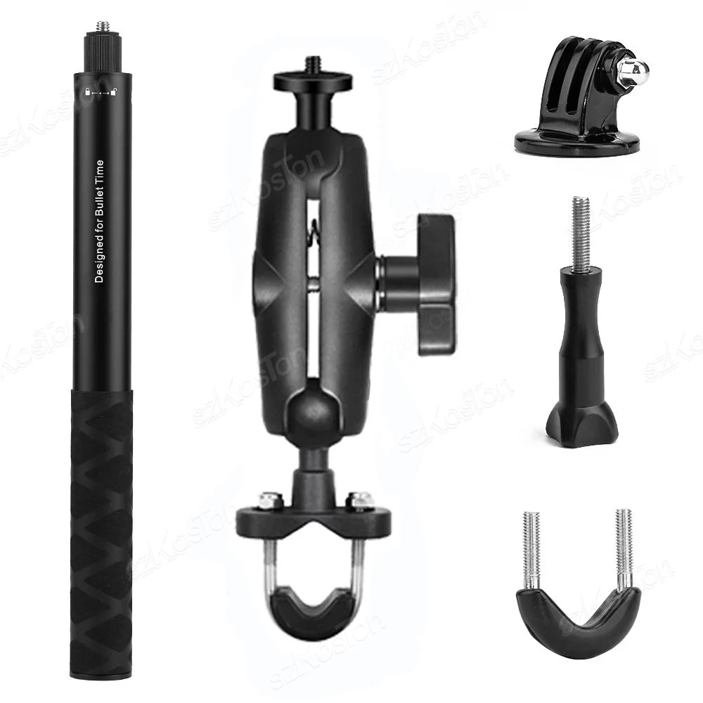 Bicycle Motorcycle Panoramic Selfie Stick Monopod Mount Handlebar Bracket For Insta360 X3 X4 X5 GoPro 13 12 11 10 DJI Accessory