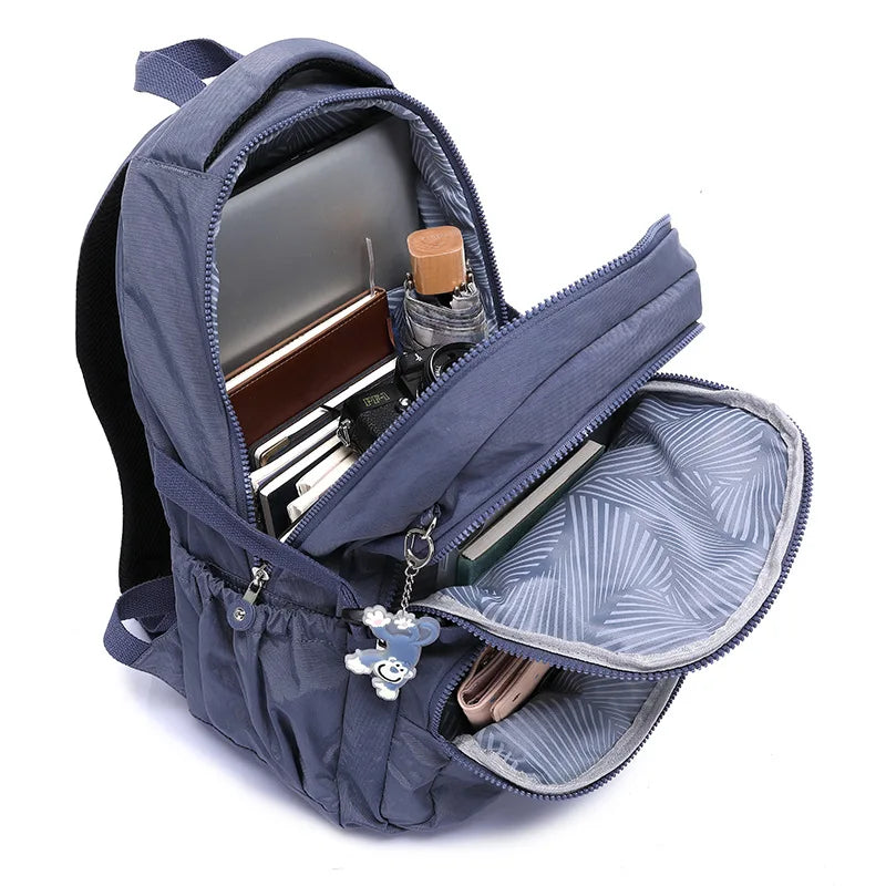A4 Large Capacity Nylon Men Women Laptop Backpack Lightweight Waterproof Schoolbag Travel Bag Green Blue Red Pink Black M2303