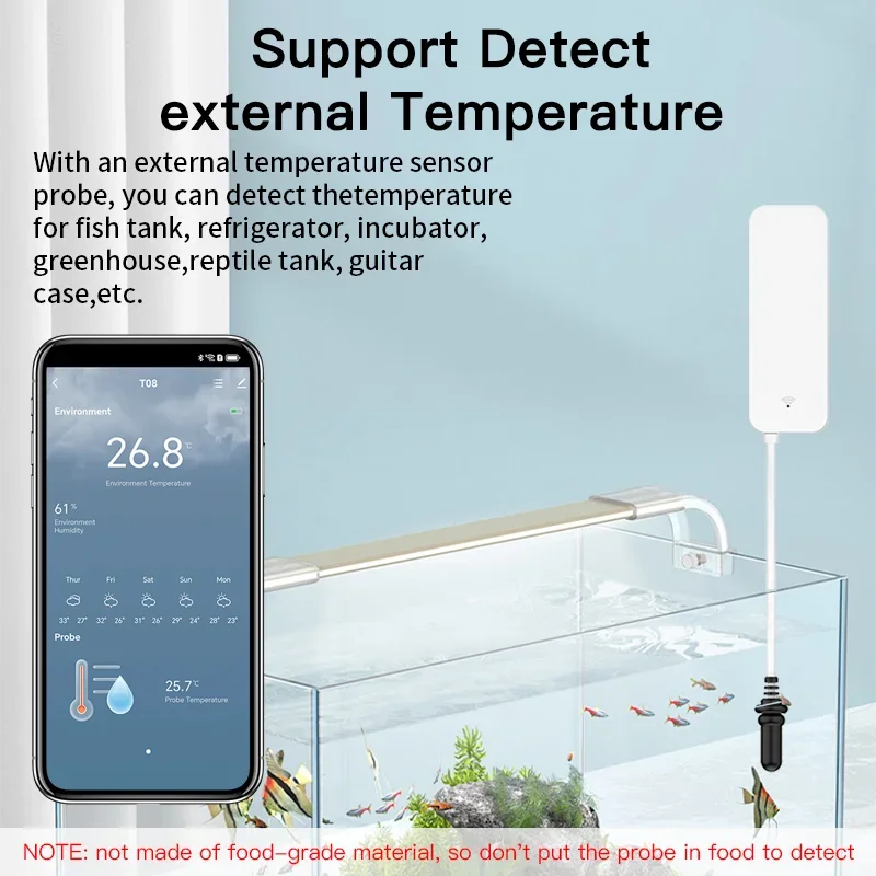 Tuya WiFi Zigbee Temperature Humidity Sensor With External Probe for Smart Home Hygrometer APP Monitoring For Aquarium Winery