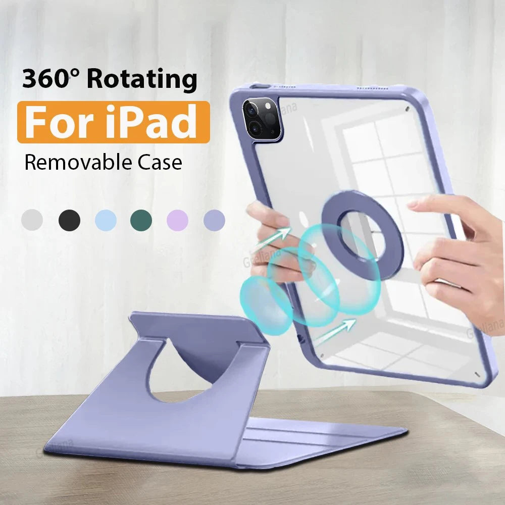 For iPad 11th 11 A16 Magnetic Case iPad 7th 8th 9th 10.2 Gen Funda ipad Air 11 M4 4th 5th 10th 10.9 2 9.7 Pro11 Rotation Cover