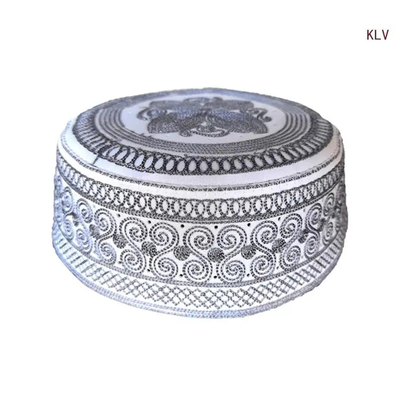 Cotton Embroidery Turban Hat for Men Breathable Islamic Kufi Prayer Hat EID RamadanHijabs Beanie Cap Arabian Skull Hat
