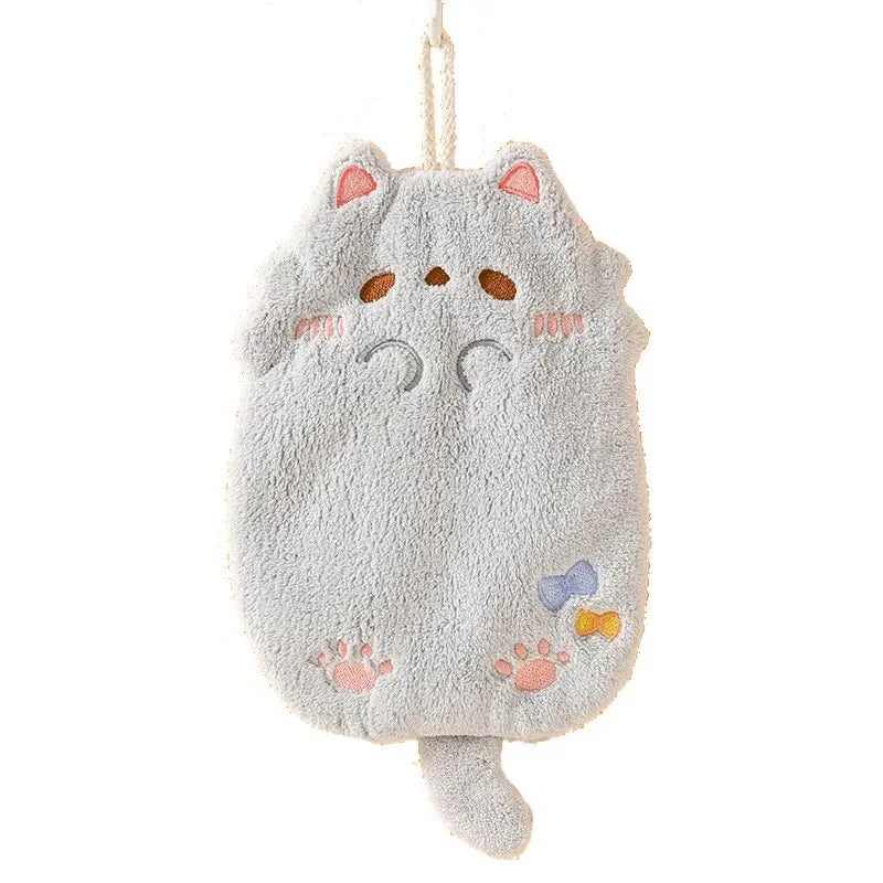 Wholesale Cute Cartoon Tanuki Hanging Towel Coral Velvet Hair Does Not Lose Thick Cloth Kitchen Bathroom Absorbent Towels